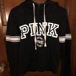 vs pink quarter-zip sweatshirt